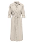 Onlaris Life Ls Belt Shirt Dress Cc Wvn Knælang Kjole Cream ONLY