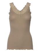 Rwbernadine Organic Sl Lace Top Tops T-shirts & Tops Sleeveless Khaki ...