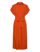 Belted Crepe Dress Knælang Kjole Orange Lauren Ralph Lauren