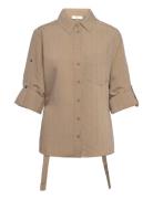 Dinah Tops Shirts Long-sleeved Beige Reiss