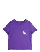 Seagull Emb Ss Tee Tops T-Kortærmet Skjorte Purple Mini Rodini