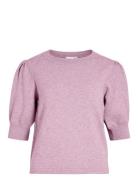 Viril 2/4 Sleeve O-Neck Knit Top - Noos Tops Knitwear Jumpers Purple V...