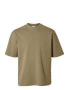 Slhlooseoscar Ss O-Neck Tee Noos Tops T-Kortærmet Skjorte Khaki Green ...