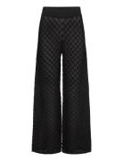 Alissa Knitted Pants Designers Trousers Wide Leg Black Malina