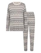 Sc-Biara Aop Set Pyjamas Nattøj Cream Soyaconcept