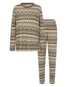 Sc-Biara Aop Set Pyjamas Nattøj Khaki Green Soyaconcept