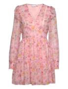 Viroman New V-Neck L/S Short Dress/Dc/Ka Kort Kjole Pink Vila