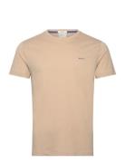 Contrast Logo Ss T-Shirt Tops T-Kortærmet Skjorte Beige GANT