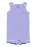 Oxford Mesh Shortall Bodysuits Short-sleeved Purple Ralph Lauren Baby