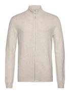 Melange Zip Cardigan Knit Tops Knitwear Full Zip Jumpers Cream Lindber...