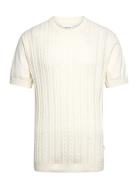 Knitted S/S O-Neck Tee Tops T-Kortærmet Skjorte Cream Lindbergh