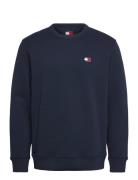 Tjm Reg Badge Crew Ext Tops Knitwear Round Necks Navy Tommy Jeans