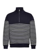 Placed Stripe 1/4 Zip Tops Sweatshirts & Hoodies Sweatshirts Navy Tomm...