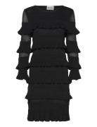 Violet Frill Knitted Mini Dress Designers Short Dress Black Malina