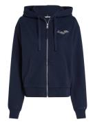 Reg Script Zip Hoodie Tops Sweatshirts & Hoodies Hoodies Navy Tommy Hi...