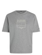 Mdrn Outline Flag C-Nk Tee Tops T-shirts & Tops Short-sleeved Grey Tom...