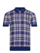 Spring Tartan Knitted Polo Tops Knitwear Short Sleeve Knitted Polos Bl...