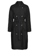 Vmdoreensoffy Long Trenchcoat Ent Trenchcoat Frakke Black Vero Moda