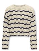 Kogdonna Ls O-Neck Stripe Structure Knt Tops Knitwear Pullovers Cream ...