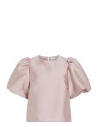 Vishina 2/4 O-Neck Top/Dc/Ka Tops Blouses Short-sleeved Pink Vila