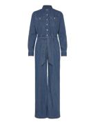 Denim Wide-Leg Jumpsuit Bottoms Jumpsuits Blue Lauren Ralph Lauren