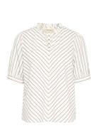 Crnaomi Blouse Tops Blouses Short-sleeved White Cream