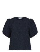 Visophia O-Neck 2/4 Top/Dc Tops Blouses Short-sleeved Navy Vila