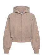 Over D Hooded Jacket Tops Sweatshirts & Hoodies Hoodies Brown Mango