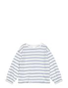 Striped Cotton T-Shirt Tops T-shirts Long-sleeved T-Skjorte White Mang...