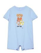 Polo Bear Cotton Jersey Shortall Bodysuits Short-sleeved Blue Ralph La...