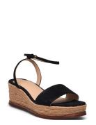 Leona Suede Espadrille Espadrillos Med Hæl Sandal Black Lauren Ralph L...