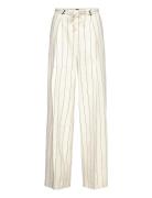 Tiana5 Bottoms Trousers Linen Trousers Cream BOSS