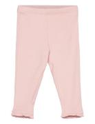 Leggings Rib W Frill Bottoms Leggings Pink Lindex