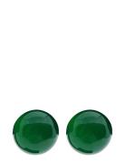 Malou Ear 10 Mm Green Agate Accessories Jewellery Earrings Studs Green...