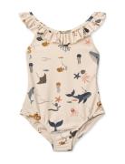 Kallie Printed Swimsuit Badedragt Badetøj Beige Liewood