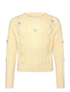 Sweater Pointelle Flowers Tops Knitwear Pullovers Yellow Lindex