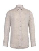 Linen Slim Fit Shirt Tops Shirts Linen Shirts Beige Michael Kors