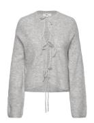 Knitted Tie Cardigan Tops Knitwear Cardigans Grey Gina Tricot