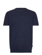 Owen Knitted T-Shirt Tops T-Kortærmet Skjorte Navy Clean Cut Copenhage...