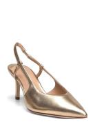 Khloe Metallic Leather Slingback Pump Shoes Sling Backs Heeled Slingba...