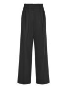 Wideleg Wool-Blend Suit Trousers Bottoms Trousers Wide Leg Black Mango