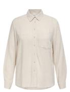 Carsiesta L/S Lin Bl Shirt Pnt Tops Shirts Linen Shirts Cream ONLY Car...