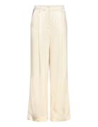 Sarah Elastic Waist Satin Pants Bottoms Trousers Wide Leg Yellow Malin...