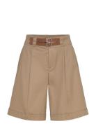 Buckle-Trim Pleated Cotton Twill Short Bottoms Shorts Chino Shorts Bro...