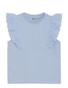 T-Shirt Ruffle Tops T-shirts Sleeveless Blue Daily 7