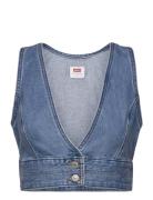 Raine Denim Crop Top Check You Tops Crop Tops Sleeveless Crop Tops Blu...