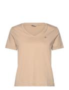 Reg Shield Ss V-Neck T-Shirt Tops T-shirts & Tops Short-sleeved Beige ...