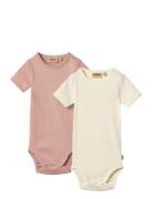 2 Body S/S Elisa Bodies Short-sleeved Pink Wheat