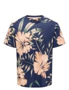 Onsklop Reg Ss Floral Tee Noos Tops T-Kortærmet Skjorte Navy ONLY & SO...