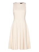 Ponte Fit-And-Flare Dress Knælang Kjole Cream Lauren Ralph Lauren